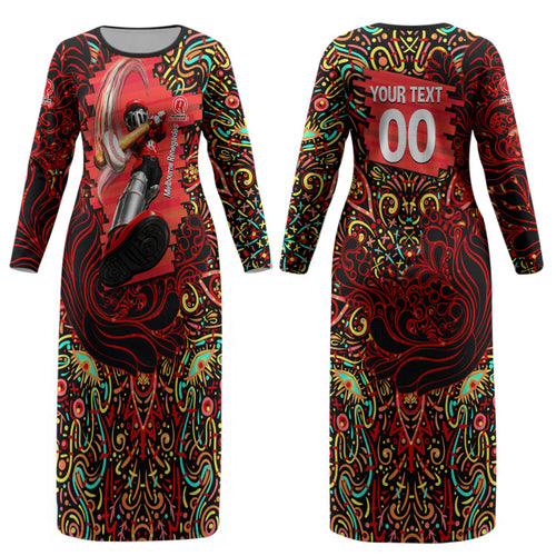 Personalized Melbourne Renegades Cricket Couples Matching Long Sleeve Bodycon Dress and Long Sleeve Button Shirt Hippie Psychedelic Pattern Vibrant Mandala Art Style