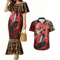 Personalized Melbourne Renegades Cricket Couples Matching Mermaid Dress and Hawaiian Shirt Hippie Psychedelic Pattern Vibrant Mandala Art Style