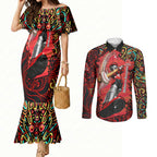 Personalized Melbourne Renegades Cricket Couples Matching Mermaid Dress and Long Sleeve Button Shirt Hippie Psychedelic Pattern Vibrant Mandala Art Style
