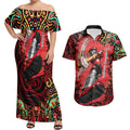 Personalized Melbourne Renegades Cricket Couples Matching Off Shoulder Maxi Dress and Hawaiian Shirt Hippie Psychedelic Pattern Vibrant Mandala Art Style