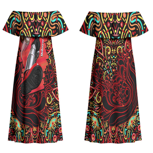 Personalized Melbourne Renegades Cricket Couples Matching Off Shoulder Maxi Dress and Hawaiian Shirt Hippie Psychedelic Pattern Vibrant Mandala Art Style