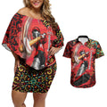 Personalized Melbourne Renegades Cricket Couples Matching Off Shoulder Short Dress and Hawaiian Shirt Hippie Psychedelic Pattern Vibrant Mandala Art Style