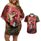Personalized Melbourne Renegades Cricket Couples Matching Off Shoulder Short Dress and Hawaiian Shirt Hippie Psychedelic Pattern Vibrant Mandala Art Style