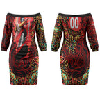 Personalized Melbourne Renegades Cricket Couples Matching Off The Shoulder Long Sleeve Dress and Long Sleeve Button Shirt Hippie Psychedelic Pattern Vibrant Mandala Art Style