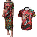 Personalized Melbourne Renegades Cricket Couples Matching Puletasi and Hawaiian Shirt Hippie Psychedelic Pattern Vibrant Mandala Art Style