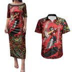 Personalized Melbourne Renegades Cricket Couples Matching Puletasi and Hawaiian Shirt Hippie Psychedelic Pattern Vibrant Mandala Art Style