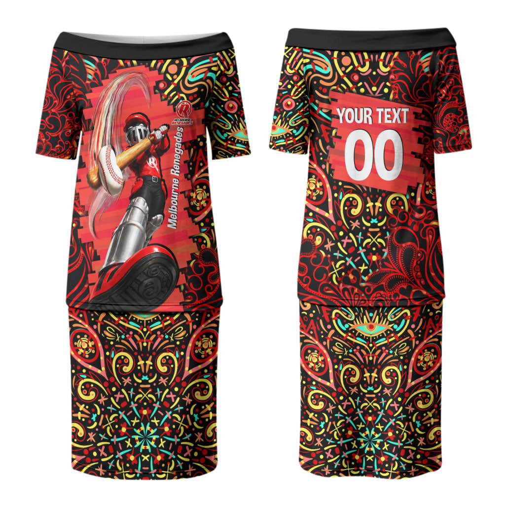 Personalized Melbourne Renegades Cricket Couples Matching Puletasi and Hawaiian Shirt Hippie Psychedelic Pattern Vibrant Mandala Art Style