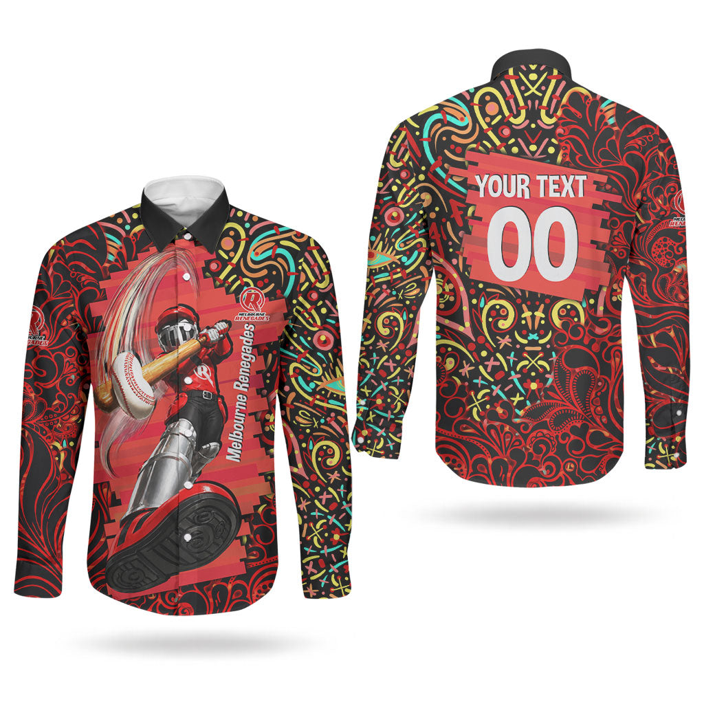 Personalized Melbourne Renegades Cricket Couples Matching Puletasi and Long Sleeve Button Shirt Hippie Psychedelic Pattern Vibrant Mandala Art Style