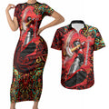 Personalized Melbourne Renegades Cricket Couples Matching Short Sleeve Bodycon Dress and Hawaiian Shirt Hippie Psychedelic Pattern Vibrant Mandala Art Style