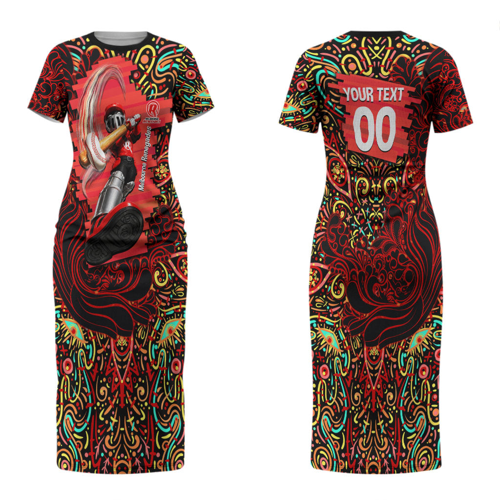 Personalized Melbourne Renegades Cricket Couples Matching Short Sleeve Bodycon Dress and Hawaiian Shirt Hippie Psychedelic Pattern Vibrant Mandala Art Style