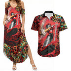 Personalized Melbourne Renegades Cricket Couples Matching Summer Maxi Dress and Hawaiian Shirt Hippie Psychedelic Pattern Vibrant Mandala Art Style