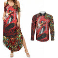 Personalized Melbourne Renegades Cricket Couples Matching Summer Maxi Dress and Long Sleeve Button Shirt Hippie Psychedelic Pattern Vibrant Mandala Art Style