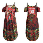 Personalized Melbourne Renegades Cricket Couples Matching Summer Maxi Dress and Long Sleeve Button Shirt Hippie Psychedelic Pattern Vibrant Mandala Art Style