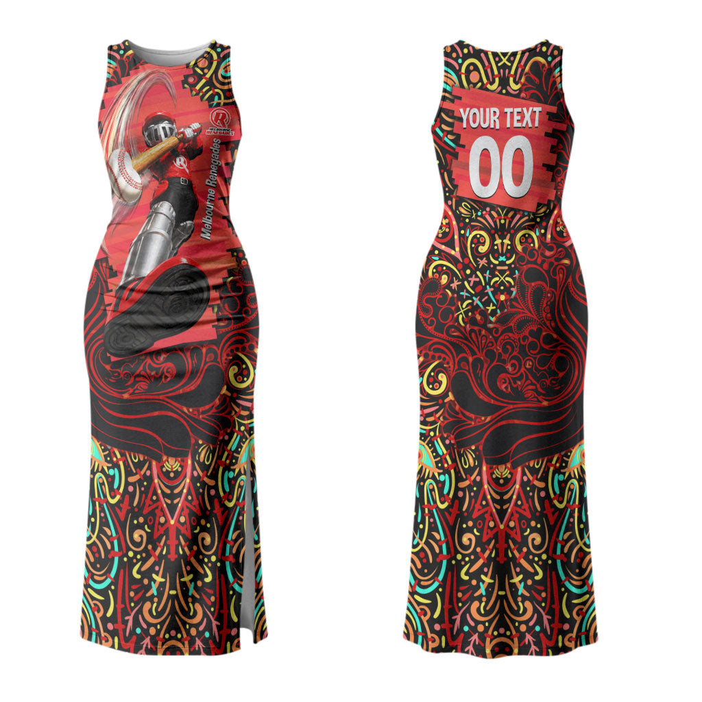 Personalized Melbourne Renegades Cricket Couples Matching Tank Maxi Dress and Hawaiian Shirt Hippie Psychedelic Pattern Vibrant Mandala Art Style