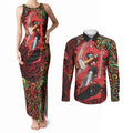 Personalized Melbourne Renegades Cricket Couples Matching Tank Maxi Dress and Long Sleeve Button Shirt Hippie Psychedelic Pattern Vibrant Mandala Art Style