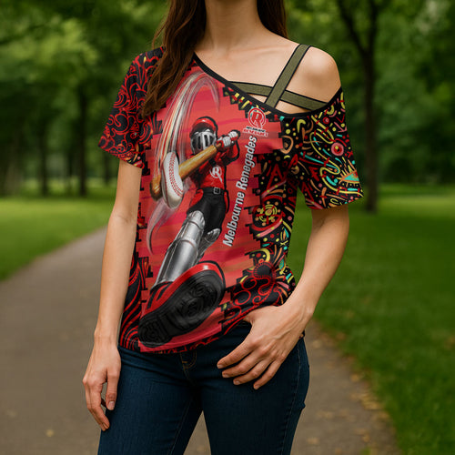 Personalized Melbourne Renegades Cricket Cross Shoulder Shirt Hippie Psychedelic Pattern Vibrant Mandala Art Style