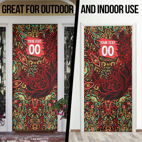 Personalized Melbourne Renegades Cricket Door Cover Hippie Psychedelic Pattern Vibrant Mandala Art Style