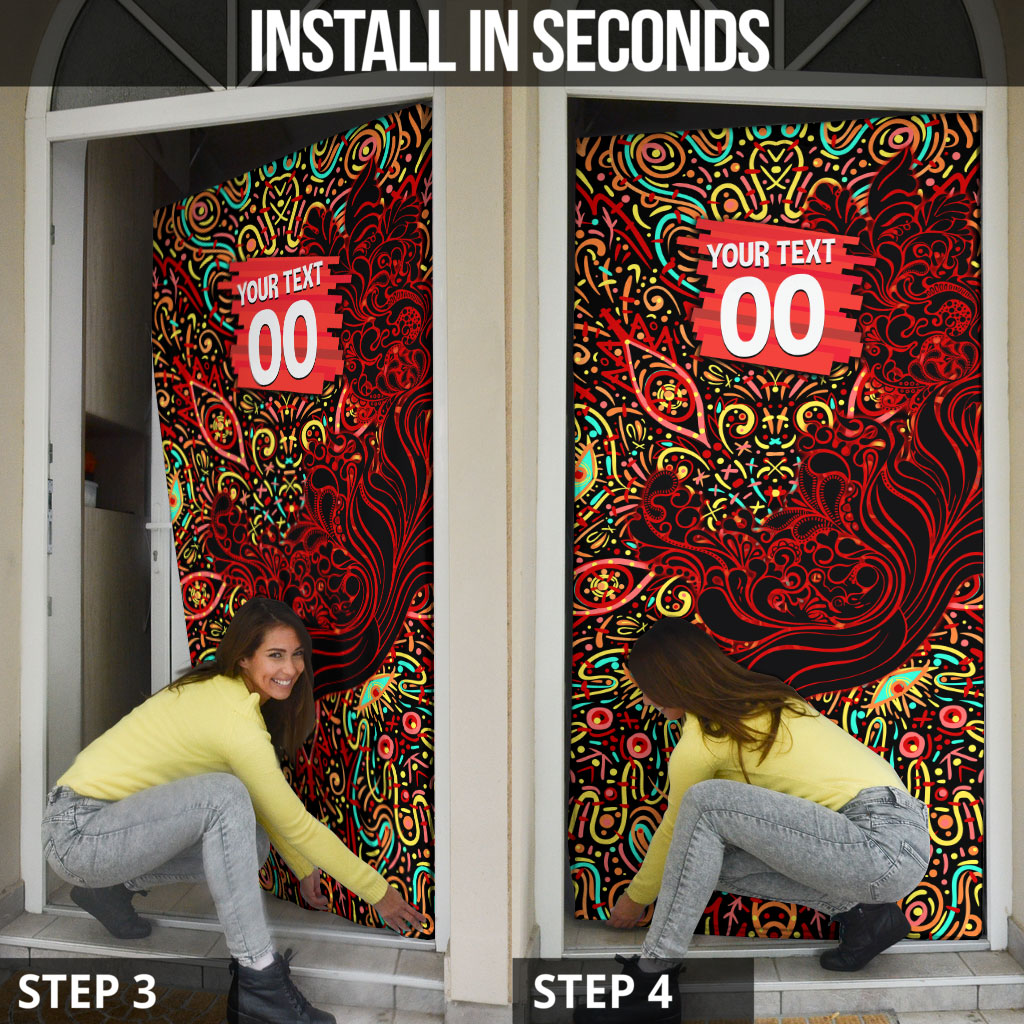 Personalized Melbourne Renegades Cricket Door Cover Hippie Psychedelic Pattern Vibrant Mandala Art Style