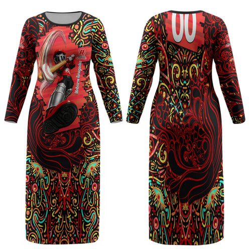 Personalized Melbourne Renegades Cricket Family Matching Long Sleeve Bodycon Dress and Hawaiian Shirt Hippie Psychedelic Pattern Vibrant Mandala Art Style