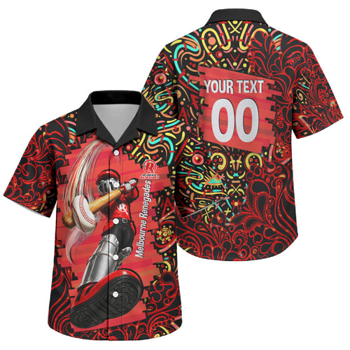 Personalized Melbourne Renegades Cricket Family Matching Long Sleeve Bodycon Dress and Hawaiian Shirt Hippie Psychedelic Pattern Vibrant Mandala Art Style