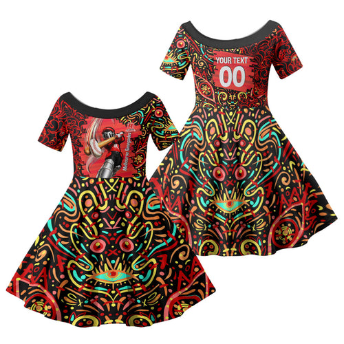 Personalized Melbourne Renegades Cricket Family Matching Off The Shoulder Long Sleeve Dress and Hawaiian Shirt Hippie Psychedelic Pattern Vibrant Mandala Art Style