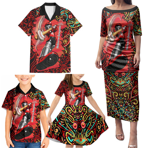 Personalized Melbourne Renegades Cricket Family Matching Puletasi and Hawaiian Shirt Hippie Psychedelic Pattern Vibrant Mandala Art Style