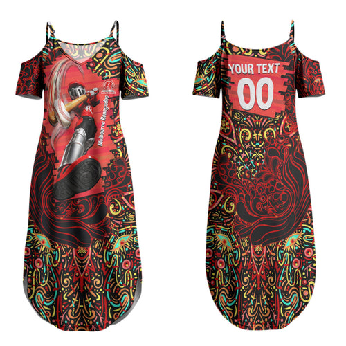 Personalized Melbourne Renegades Cricket Family Matching Summer Maxi Dress and Hawaiian Shirt Hippie Psychedelic Pattern Vibrant Mandala Art Style