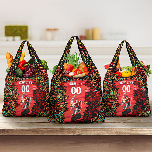 Personalized Melbourne Renegades Cricket Grocery Bag Hippie Psychedelic Pattern Vibrant Mandala Art Style