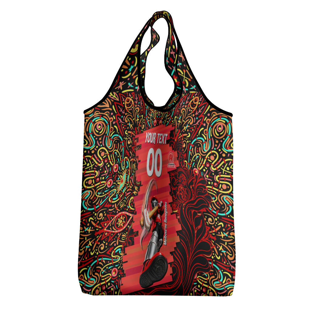 Personalized Melbourne Renegades Cricket Grocery Bag Hippie Psychedelic Pattern Vibrant Mandala Art Style