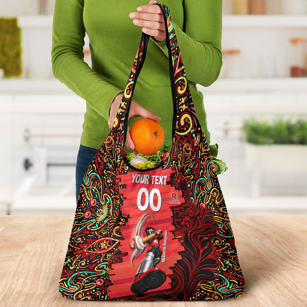 Personalized Melbourne Renegades Cricket Grocery Bag Hippie Psychedelic Pattern Vibrant Mandala Art Style