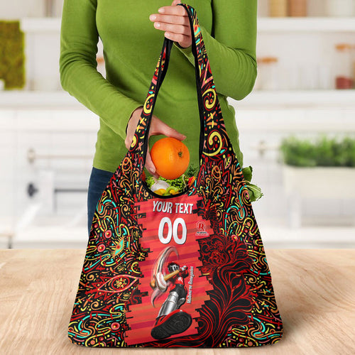 Personalized Melbourne Renegades Cricket Grocery Bag Hippie Psychedelic Pattern Vibrant Mandala Art Style