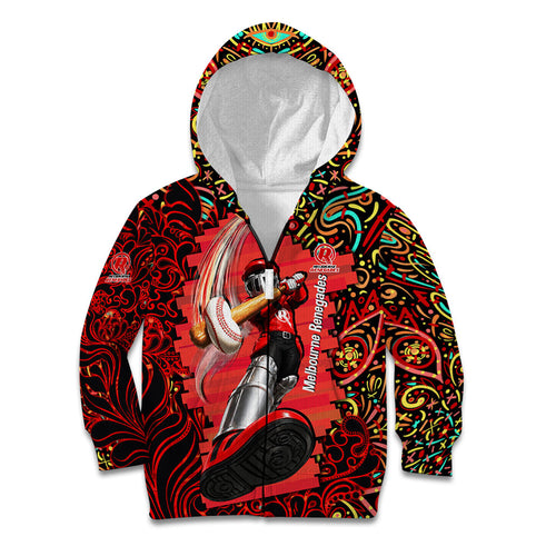 Personalized Melbourne Renegades Cricket Kid Hoodie Hippie Psychedelic Pattern Vibrant Mandala Art Style