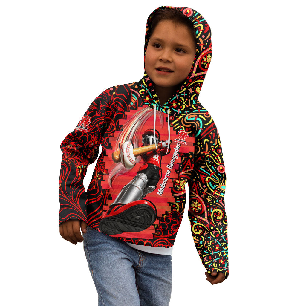 Personalized Melbourne Renegades Cricket Kid Hoodie Hippie Psychedelic Pattern Vibrant Mandala Art Style