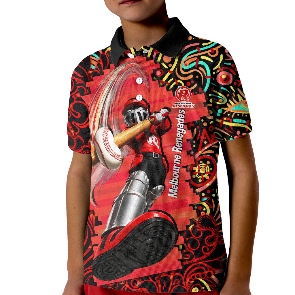 Personalized Melbourne Renegades Cricket Kid Polo Shirt Hippie Psychedelic Pattern Vibrant Mandala Art Style