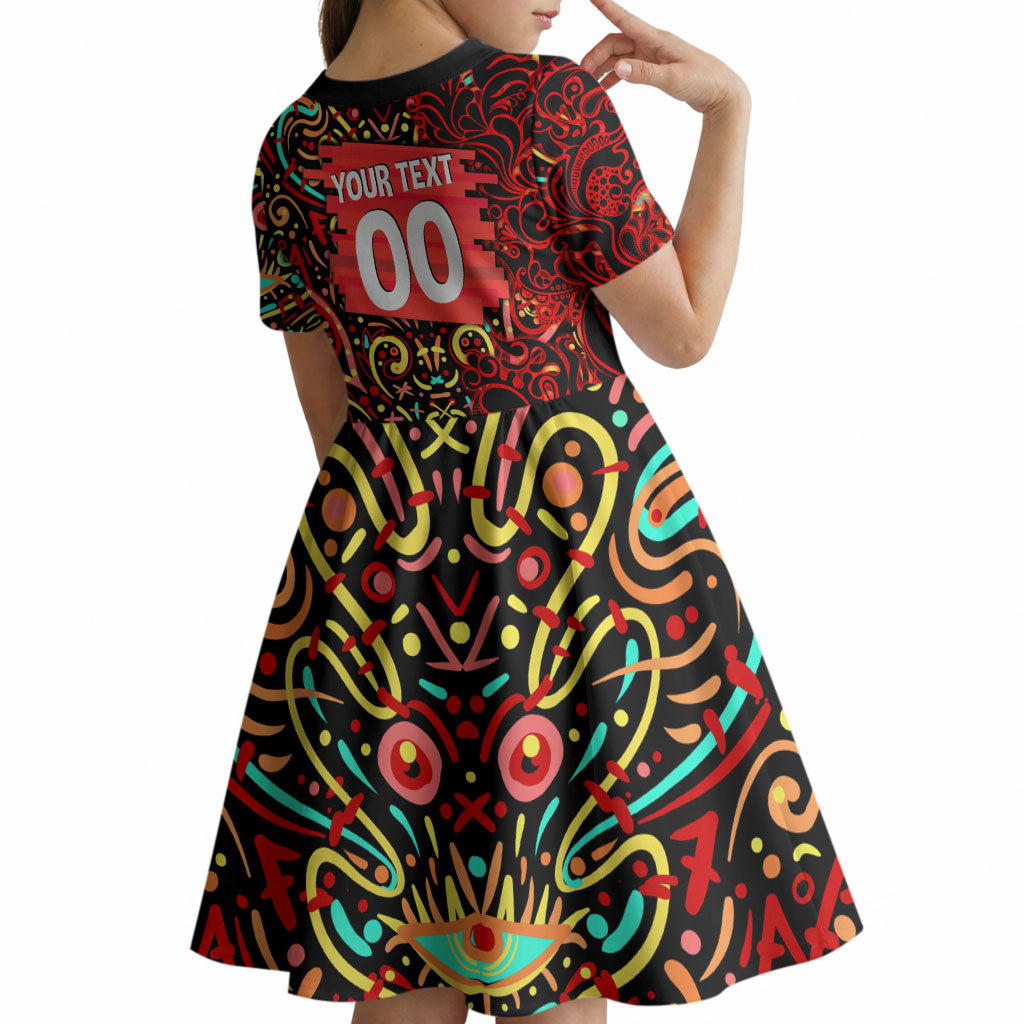 Personalized Melbourne Renegades Cricket Kid Short Sleeve Dress Hippie Psychedelic Pattern Vibrant Mandala Art Style