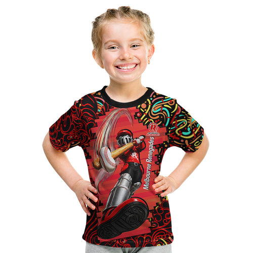 Personalized Melbourne Renegades Cricket Kid T Shirt Hippie Psychedelic Pattern Vibrant Mandala Art Style