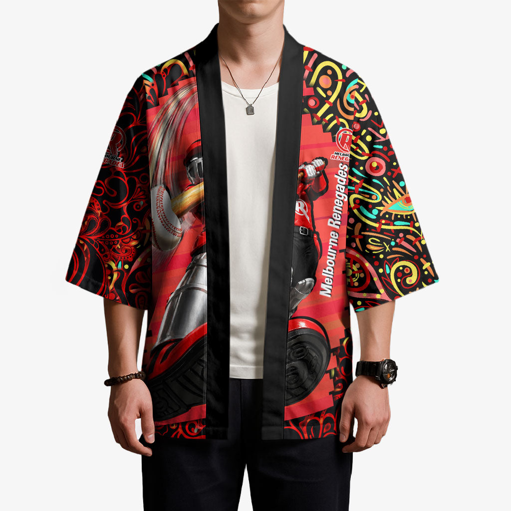 Personalized Melbourne Renegades Cricket Kimono Hippie Psychedelic Pattern Vibrant Mandala Art Style