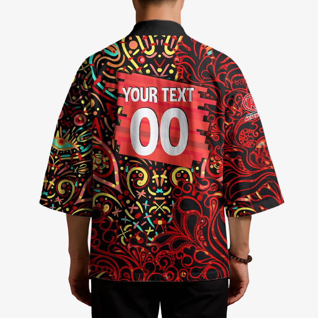 Personalized Melbourne Renegades Cricket Kimono Hippie Psychedelic Pattern Vibrant Mandala Art Style