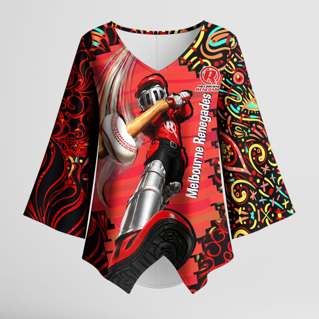 Personalized Melbourne Renegades Cricket Kimono Sleeve Blouse Hippie Psychedelic Pattern Vibrant Mandala Art Style