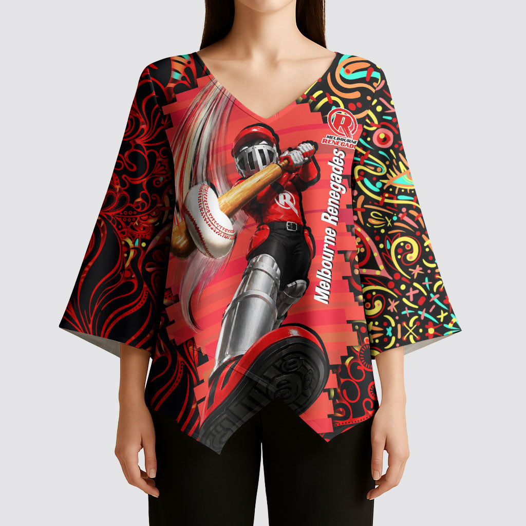 Personalized Melbourne Renegades Cricket Kimono Sleeve Blouse Hippie Psychedelic Pattern Vibrant Mandala Art Style
