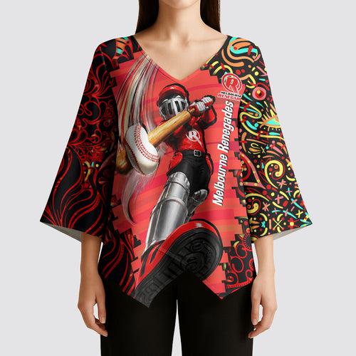 Personalized Melbourne Renegades Cricket Kimono Sleeve Blouse Hippie Psychedelic Pattern Vibrant Mandala Art Style