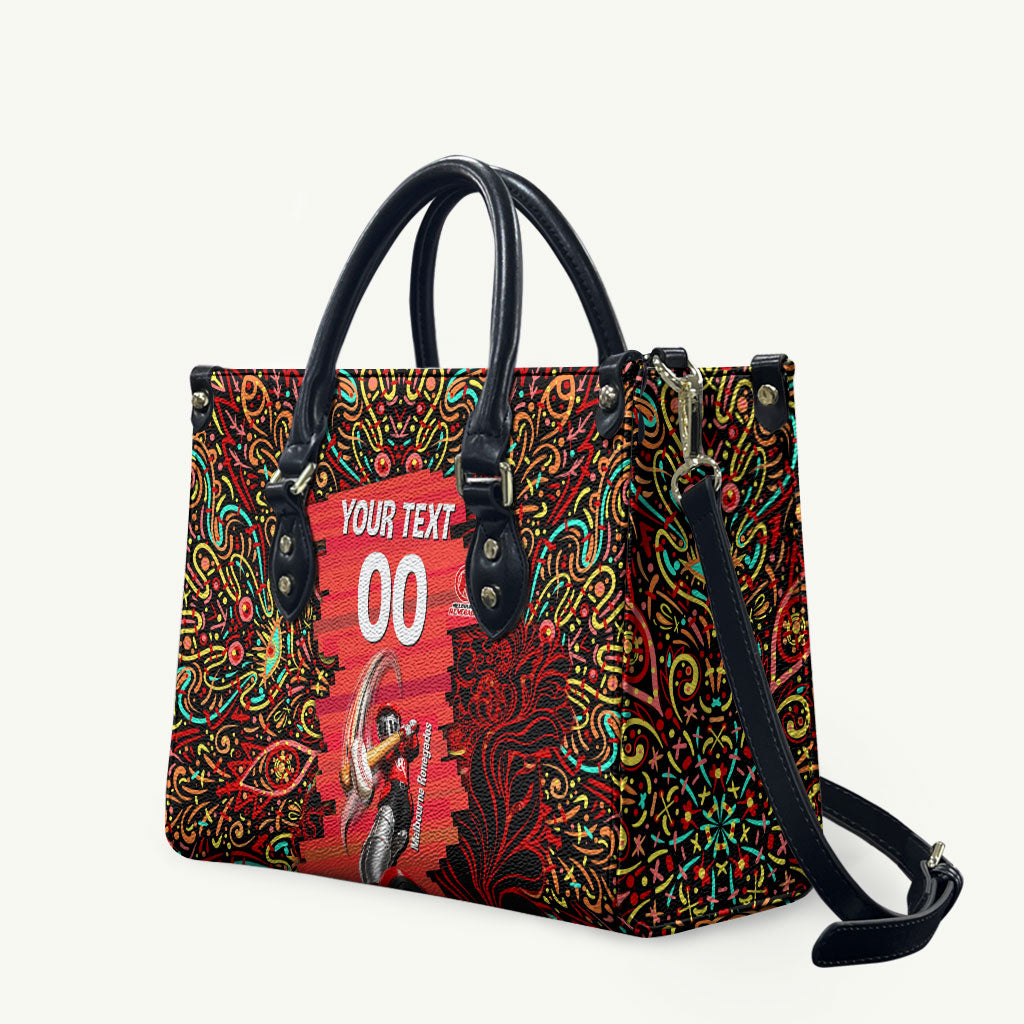 Personalized Melbourne Renegades Cricket Leather Bag Hippie Psychedelic Pattern Vibrant Mandala Art Style