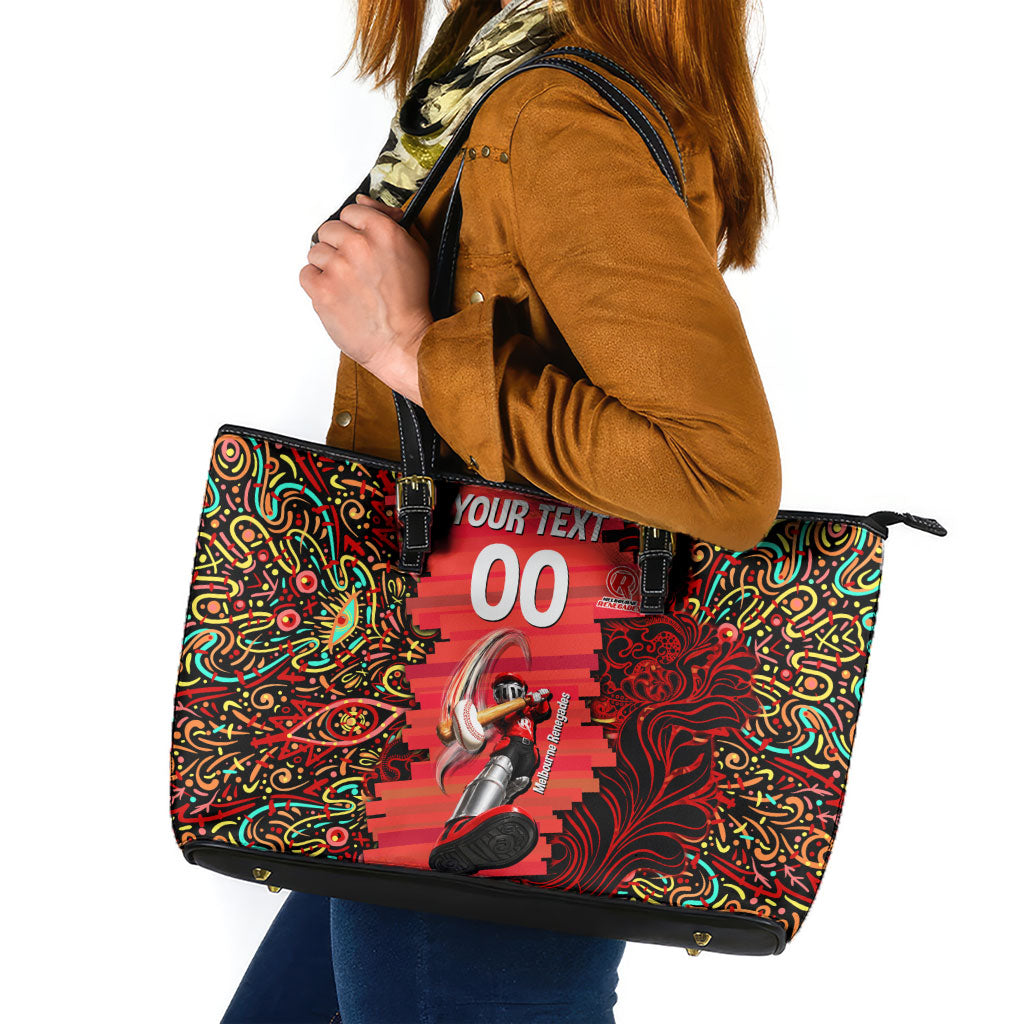 Personalized Melbourne Renegades Cricket Leather Tote Bag Hippie Psychedelic Pattern Vibrant Mandala Art Style