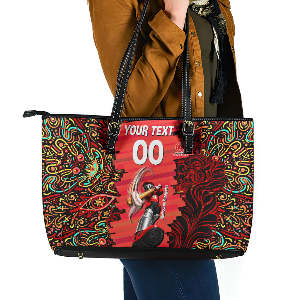Personalized Melbourne Renegades Cricket Leather Tote Bag Hippie Psychedelic Pattern Vibrant Mandala Art Style