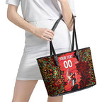 Personalized Melbourne Renegades Cricket Leather Tote Bag Hippie Psychedelic Pattern Vibrant Mandala Art Style