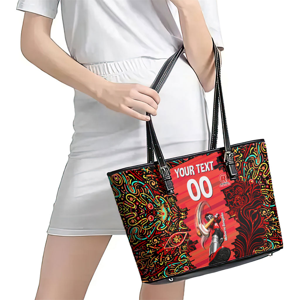Personalized Melbourne Renegades Cricket Leather Tote Bag Hippie Psychedelic Pattern Vibrant Mandala Art Style