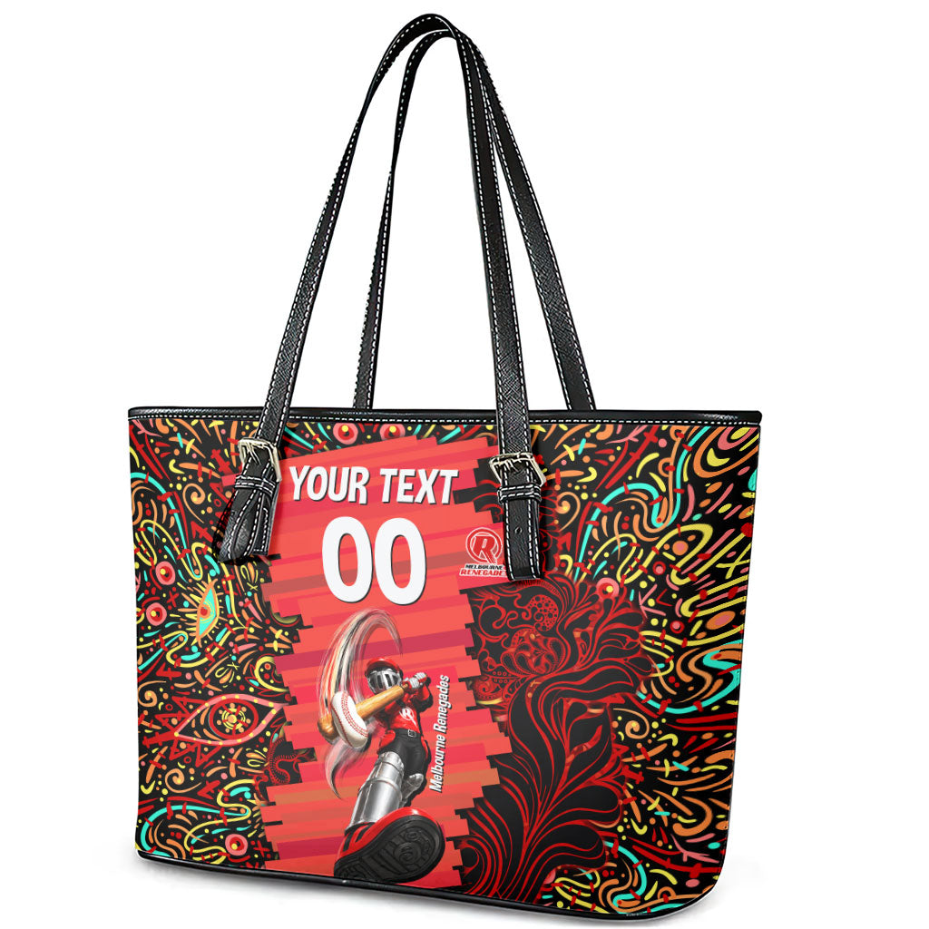Personalized Melbourne Renegades Cricket Leather Tote Bag Hippie Psychedelic Pattern Vibrant Mandala Art Style