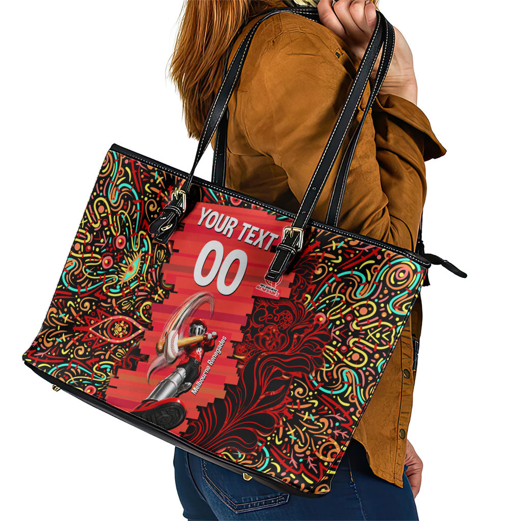 Personalized Melbourne Renegades Cricket Leather Tote Bag Hippie Psychedelic Pattern Vibrant Mandala Art Style