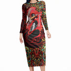 Personalized Melbourne Renegades Cricket Long Sleeve Bodycon Dress Hippie Psychedelic Pattern Vibrant Mandala Art Style