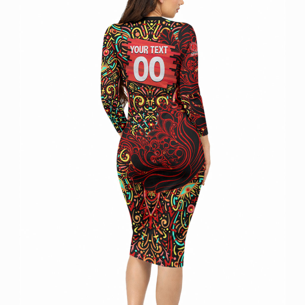 Personalized Melbourne Renegades Cricket Long Sleeve Bodycon Dress Hippie Psychedelic Pattern Vibrant Mandala Art Style